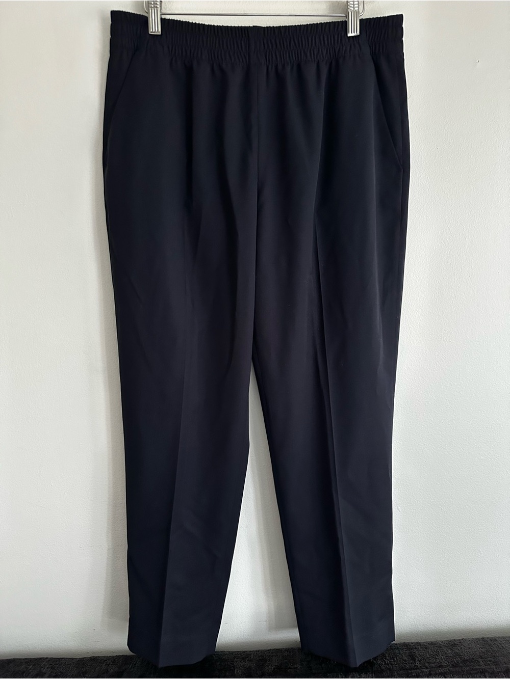 Everlane 100% Wool Pull On Black Elastic-Waist Trousers Pants Size 12